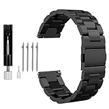 Triblanc Metall Armband Edelstahl Schnellspanner Uhrenarmband 18mm 20mm 22mm Geeignet für Damen Herren (20MM, Schwarz)