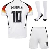 YATLASA 2024/2025 Heim #10 Neu Kinder Trikot Fußball Shorts, Socken, Geschenk Set Jugendgrößen (Weiß, 26 (8-9 Jahre))