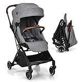 DREAMADE Kinderwagen Zusammenklappbar, Kinderbuggy mit Verstellbarem Sitz, Buggy mit Sonnen- und Regenverdeck, Sportwagen für Babys & Kinder ab Geburt bis 15KG (Grau)