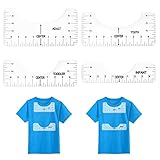 AWAVM 4PCS Transparent T-Shirt Ausrichtungslineal T-Shirt Führer Lineal Rundhalskalibrierungswerkzeug PVC Lineal Kleidung Design Zubehör Positionierung Kragen Ausrichtung Werkzeug