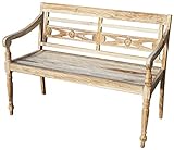 KMH®, Teak 2-sitzer Gartenbank Harry (115 cm) im Shabby Chic Stil - whitewashed (#102142)