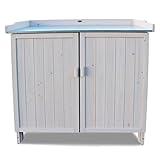 Habau Gartenschrank Lino mit integriertem Pflanztisch, grau, 98 x 48 x 95 cm