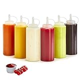 YRsorn Squeeze Flasche - 6 Stück Quetschflasche 250ml, 8oz Plastikflaschen zum Befüllen Mit Kappen für Ketchup, Senf, Mayo, Heiße Soßen, Olivenöl, Saucenflasche für Home & Restaurant