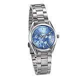 JewelryWe Damen Uhren Elegant Analog Quarz Business Casual Armbanduhr mit Silber Ton Edelstahl Armband, Blau