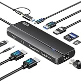 USB C Dockingstation USB C Hub auf Dual HDMI Adapter USB C Laptop Dockingstation mit 2 HDMI Dual Monitor Dock für M1 M2 MacBook Pro/Air, Dell, HP