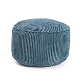 Lumaland Sitzsack Pouf aus Cord | Kompakter 50L Gaming Pouf mit 3-in-1-Funktion: bequemer Hocker, praktisches Tischchen & stylischer Indoor Fußschemel | Ø 25 x 45 cm [Dunkelblau]