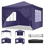 TOOLUCK Pavillon 3x3m, Wasserdicht UV-Schutz 50+ Gartenpavillon, Outdoor Gartenzelt Partyzelt für Party im Freien, Hochzeit, kommerzielle Veranstaltung