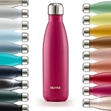 Blumtal® Trinkflasche Edelstahl Charles - Thermosflasche 500 ml - BPA-freie Thermo Trinkflasche kalt&warm - auslaufsichere Trinkflasche Metall - Thermos Trinkflasche - Flasche Metall - Berry - Pink