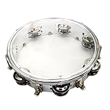 Milisten Tambourine Row Jingle Tamburin für Erwachsene Tamburin Instrumente für Kirche Percussion Musikinstrument Handglocke Trommel für Kinder transparent