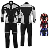 German Wear Motorradkombi herren 2-teiler mit Protektoren Motorradanzug leicht textil Motorradjacke lang + Motorradhose motorrad jacke herausnehmbar innenfutter Grau/Schwarz - 54