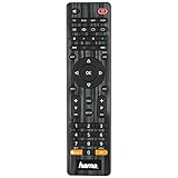 Hama Universalfernbedienung 4 in 1 Smart TV (bis zu 4 Geräte steuern, alle gängigen Marken, Receiver, Set Top Box, DVD, Verstärker, Ersatzfernbedienung, schnell programmierbar) schwarz