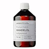 Mandelöl kaltgepresst 500ml - 100% reines Mandelöl (Prunus Dulcis) von wesentlich. - feines Öl zur Pflege von Haut und Haar - perfektes Massageöl