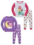 SOIBEEN Mädchen Pyjama Set Langarm T-Shirt Hose Loungewear Rosa Lila Eule PJs für Kinder Nachtwäsche Pyjama Nachtwäsche 12 Jahre