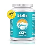 Vitamin d3 k2 kapseln hochdosiert - 20000I.E. + Vitamin K2 MK7 200 mcg pro Dosis, 180 Vegetarisch kapseln, Ohne Zusätze, In Deutschland Produziert