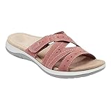 Modische Sandalen für Damen, Flip-Flops für Damen, mit Fußgewölbeunterstützung, Kissen, einfarbig, ausgehöhlt, flach, niedriger Absatz, modisch, lässig, Sommer, Hausschuhe, rose, 39.5 EU