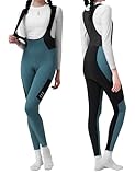 INBIKE Radlerhose Bib Pants Fahrradhose Fahrradträgerhosen Damen Lang Winter Thermo Warm Winddicht Gepolstert mit Taschen Fleece Reflektierendem Logo Atmungsaktiv Elastisch Weich Blau M