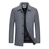 YOUTHUP Mantel Herren Wollmantel Winter Wolle Kurzmantel Regular Fit Kurz Herrenmantel für Business Freizeit, Grau 3005, L