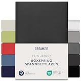 Dreamzie Premium Spannbettlaken 90x200 cm - 100x200 cm - 37cm Seitenhöhe - auch für Boxspringbett & Wasserbett - Bettlaken Boxspringbett 100% Jersey Baumwolle, 150 g/m² - Oeko-TEX - Dunkelgrau