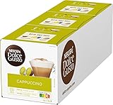 NESCAFÉ Dolce Gusto Cappuccino (Arabica und Robusta Bohnen, Vollmundiger Kaffee und lockerer Milchschaum, Aromaversiegelte Kapseln) 3er Pack (3 x 16 Kapseln)