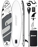 EGGORY Aufblasbares Stand Up Paddle Board Surfbrett SUP Komplettes Paddleboard Zubehör Verstellbares Paddel, Pumpe, ISUP Reiserucksack, Leine, wasserdichte Tasche, Erwachsene Paddelboard (Pop-Grey)