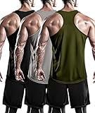 Holure 3er Pack Tank Top Herren, Achselshirts Sport Ärmelloses Shirt Unterhemd Fitness Sleeveless T-Shirt für Training Fitness Bodybuilding Vest Schwarz/Grau/Grün M