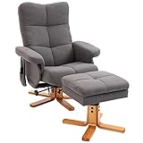 HOMCOM Relaxsessel Massagesessel mit Hocker und Stauraum Fernsehsessel mit Liegefunktion 360° drehbar mit Seitentasche Kunstleder 80 x 86 x 99cm Dunkelgrau