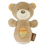 Fehn Mini-Rassel Teddy – Mini-Greifling zum Rasseln, Fühlen, Spielen - kuschelweiches Stoff-Tier – ein treuer Begleiter für Babys und Kleinkinder ab 0+ Monaten