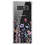 Kaywzo Hülle für Samsung Galaxy Note 8,Transparent TPU Handyhülle mit Gemälde Blume Muster,Ultradünn Stoßfester Schutzhülle,Schön Silikon Cover Case-4