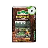 Allflor Rinderdung gekörnt I 8 x 12,5 Kg I Rinderdungpellets im Beutel I Wirtschaftsdünger von Rindern I Biologischer Gartendünger I Rindermist I Fördert die Humusbildung