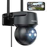 Überwachungskamera Aussen - Kamera Überwachung Aussen Wlan IP Kamera Outdoor Kabel Außenkamera WiFi PTZ Outdoor Camera Dome Homekit Aussen kamera Videoüberwachung Kamera Schwarz mit Farbige Nachtsicht