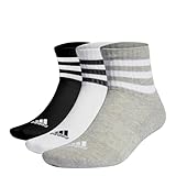 Adidas, Set Di 3 Paia Di Calzini Al Ginocchio Adidas 3-Stripes Sportswear, Socken, Mittel Graue /Weiß/Schwarz, Xl, Unisex-Adult