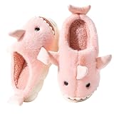 Fadezar Hausschuhe Damen Shark/Cow Winter Plüsch Pantoffeln Herren Flauschige Warme Hausschuhe Bequeme rutschfeste Flache Slippers Rosa EU 39-40 (Sohlengröße 40-41)