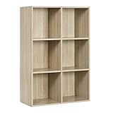 WOLTU Bücherregal Bücherschrank Standregal Würfelregal Aufbewahrungregal Raumteiler Büroregal Aktenschrank 6 Fächer 29x89x59,6 cm(BxHxL) SK002hei3