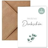 3x Dankeskarte – Karten Herzliches Dankeschön DIN A6 (10,5 x 14,8 cm) aus Naturpapier mit C6 Kuvert | Klappkarte Danke sagen | Dankeskarte zur Hochzeit Geburt Baby (3 Stück)