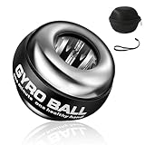 Gyroball, Fitnessarmtrainer und Stressabbau-Handgelenkbälle, Metallkern, automatisches und geräuschloses Leuchten, 6 Geschwindigkeiten und Leuchtfarben + Ballbeutel (transparentes Gehäuse) (PPCGB-002)