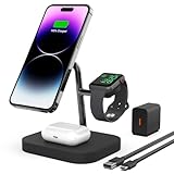 Wireless Charger, Boaraino Magnetische 3 in 1 Kabellose Ladestation Kompatibel mit iPhone 16/15/14/13/12 Serie, Apple Watch 10/9/8/7/6/SE/5/4/3, AirPods 2/3/4/Pro