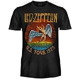 Led Zeppelin T-Shirt U.S. Tour 1975 Offizielles T-Shirt Band Rock Unisex Erwachsene Jungen, Us Tour, S