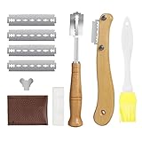 Bäckermesser, 2 PCS Brot Lahm Scoring Tool Set, Teigmesser Baguettemesser mit 20 Rasierklinge für Laibkuchen Toast