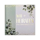 Art Nuvo HOCHZEITSEINLADUNGEN SATZ 20 St. 135x135mm MIT BEDRUCKBAREN EINLAGEN UND UMSCHLÄGEN FÜR HOCHZEIT – VERGOLDETES MUSTER