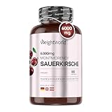 Montmorency Sauerkirschen Kapseln 6000 mg (50:1) - 180 Vegane Kapseln - 3 Monate Vorrat - 120 mg Sauerkirsch Extrakt aus Direktsaft - Tart Cherry Kirschextrakt - Nahrungsergänzungsmittel - WeightWorld