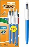 BIC 4 Farben Kugelschreiber Set 4 Colours Original, 3er Pack, Ideal für das Büro, das Home Office oder die Schule