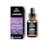 Ätherisches Bio-Lavendelöl - 100% reines, natürliches, gentechnikfreies, therapeutisches Produkt für den Aromatherapie-Diffusor - Premium Glastropfer (120 ml)