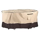 F&J Outdoors Schutzhülle für Gartenmöbel, Robust Reißfesten Material Wasserdicht Schneeschutz UV-beständige Runde Plane Abdeckung für Gartenmöbel Wetterfest im Sommer und Winter, 190x80cm, Beige