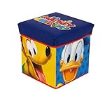 Superdiver Faltbare Aufbewahrungsbox mit Deckel, Offizielle Lizenz Disney Mickey Maus und Freunde - Kinderhocker mit Aufbewahrungsfach - Spielzeug-Organisator für Jungen und Mädchen - Größe 31x31x31