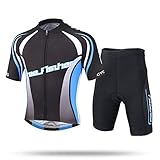 SXSHUN Radtrikot Set Fahrrad Anzüge Kinder atmungsaktiver Fahrradanzug Kurzarm Fahrradhemd + mit Sitzpolster Radhose schnell trocknendem Material Jungen Mädchen, Kopf, 134-140