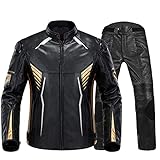 XMWOEIX Männer Frauen Moto Jacken Wasserdicht Motocross Reiten Racing Anzug Leder Motorrad Jacke + Hosen