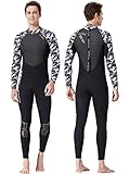 Owntop Neoprenanzug für Damen Herren - 3mm Neopren Tauchanzüge Wetsuit Langarm, Thermisch Verdickte Badebekleidung mit Reißverschluss Hinten UV 50+, Herren XXL