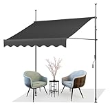 AXT SHADE Klemmmarkise mit Handkurbel Balkon,Balkonmarkise ohne Bohren,200cm Anthrazit,UV-beständig,wasserabweisend,Sonnenschutz,höhenverstellbar,Für Balkone,Terrassen,Gärten