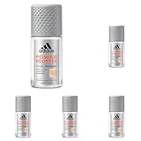 adidas Power Booster Anti-Transpirant Deo Roll-On für ihn, 72 Stunden trockene Frische, aromatisch-holziger Duft, 50 ml (Packung mit 5)