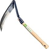 KADAX Sense mit Holzgriff 31 cm, kleine Waldsense aus Metall, handliche Wildwuchssense, Sensensichel für Mähen von Gras, Getreide, Unkraut, Handsense, Kleinsense, Gartensense